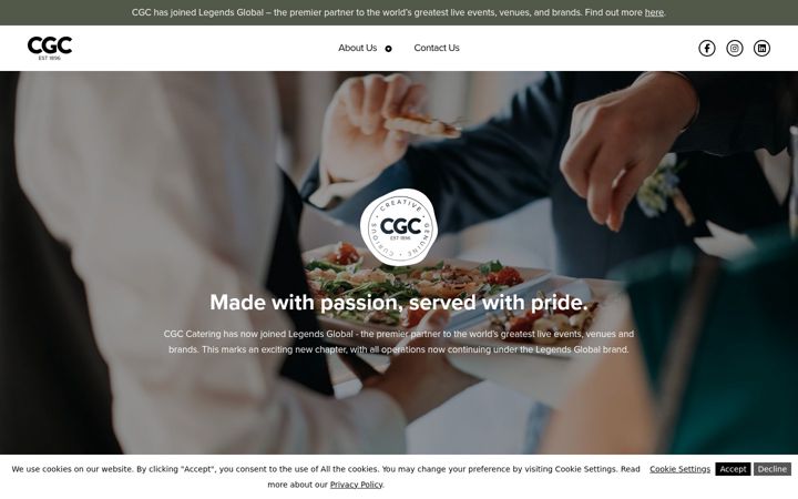 Screenshot ta' cgceventcaterers.co.uk