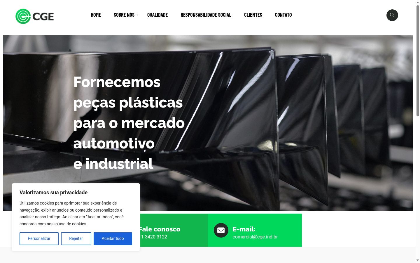 Captura de ecrã do banner de consentimento apresentado antes de qualquer interação