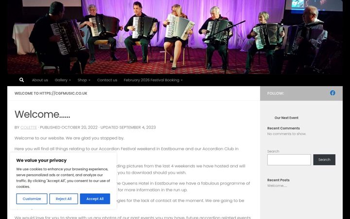 Screenshot ta' cgfmusic.co.uk