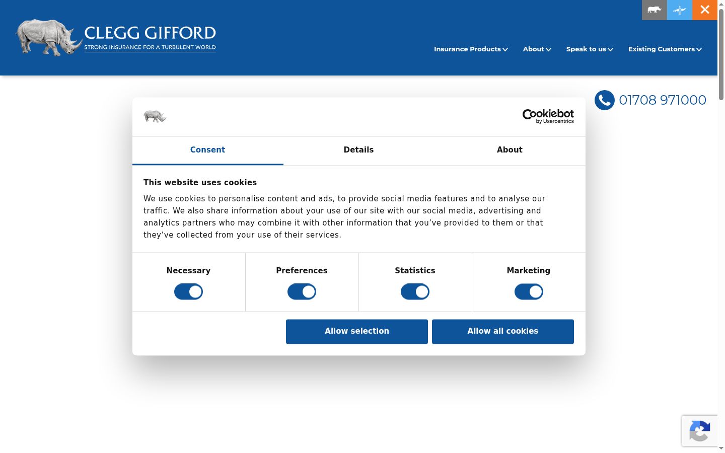 Screenshot of the consent banner shown before any interaction