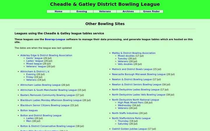 Screenshot of cgleague.co.uk