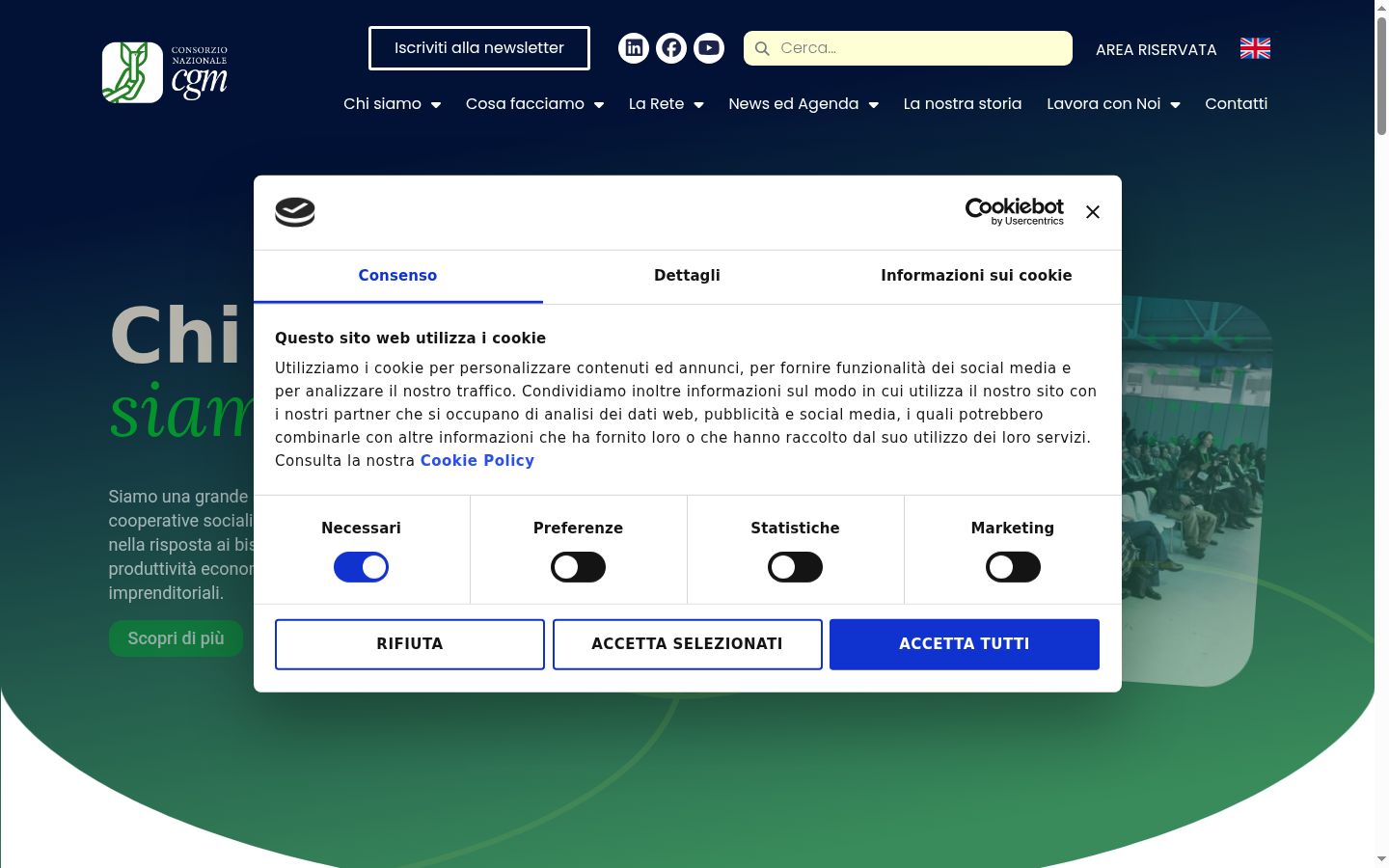 Snimka zaslona bannera za privolu prikazanog prije bilo kakve interakcije