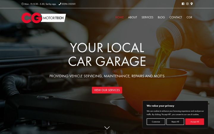 Screenshot ta' cgmotortech.co.uk