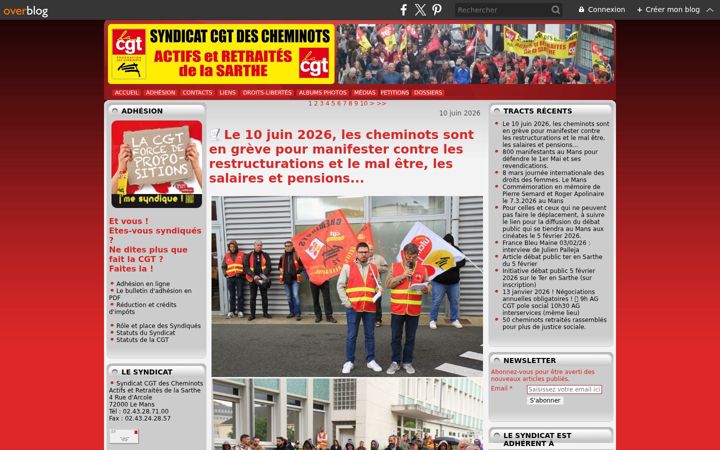 Screenshot of cgt-cheminots-sarthe.com