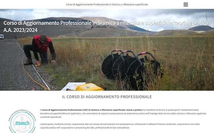 Screenshot of cgt-sismica.unisi.it