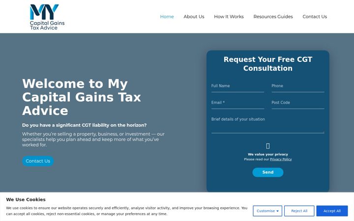 Screenshot ta' cgtadvice.co.uk