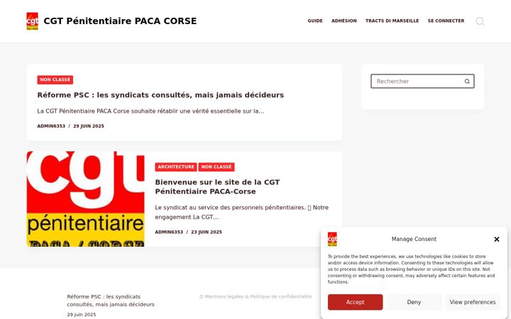 Screenshot di cgtpenitentiairepacacorse.fr