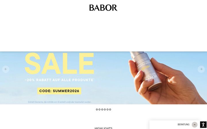Screenshot of ch.babor.com