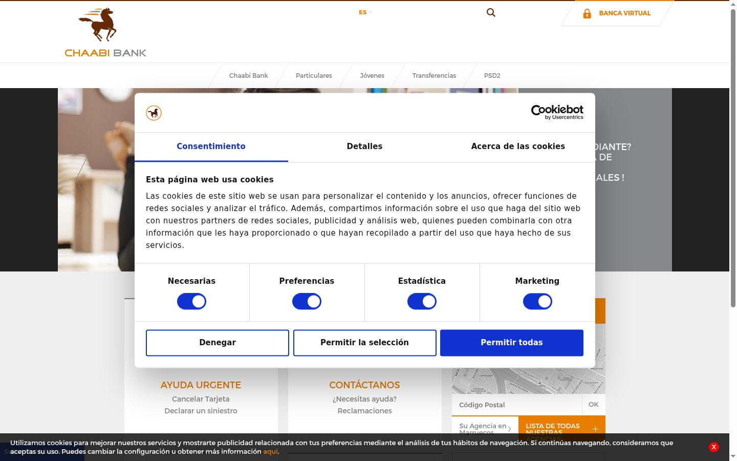 Screenshot van de toestemmingsbanner zoals getoond vóór enige interactie