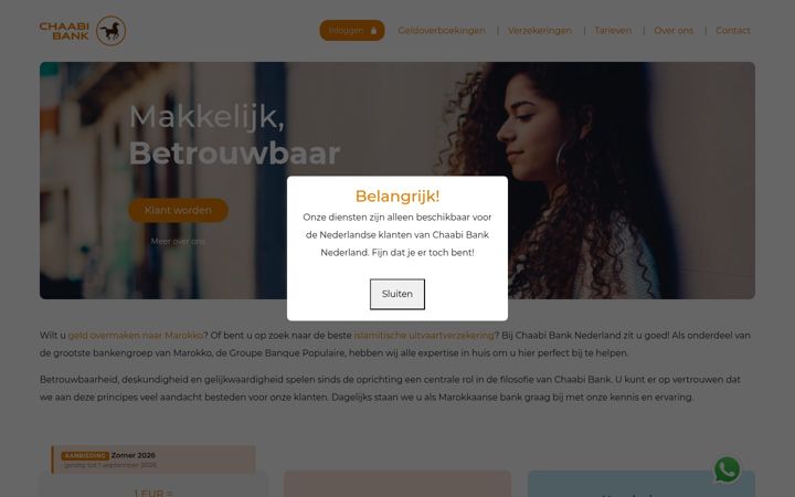 Ekrano kopija chaabibank.nl