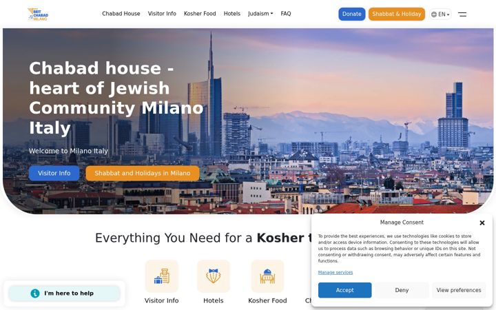 Screenshot of chabadhouseofmilan.com