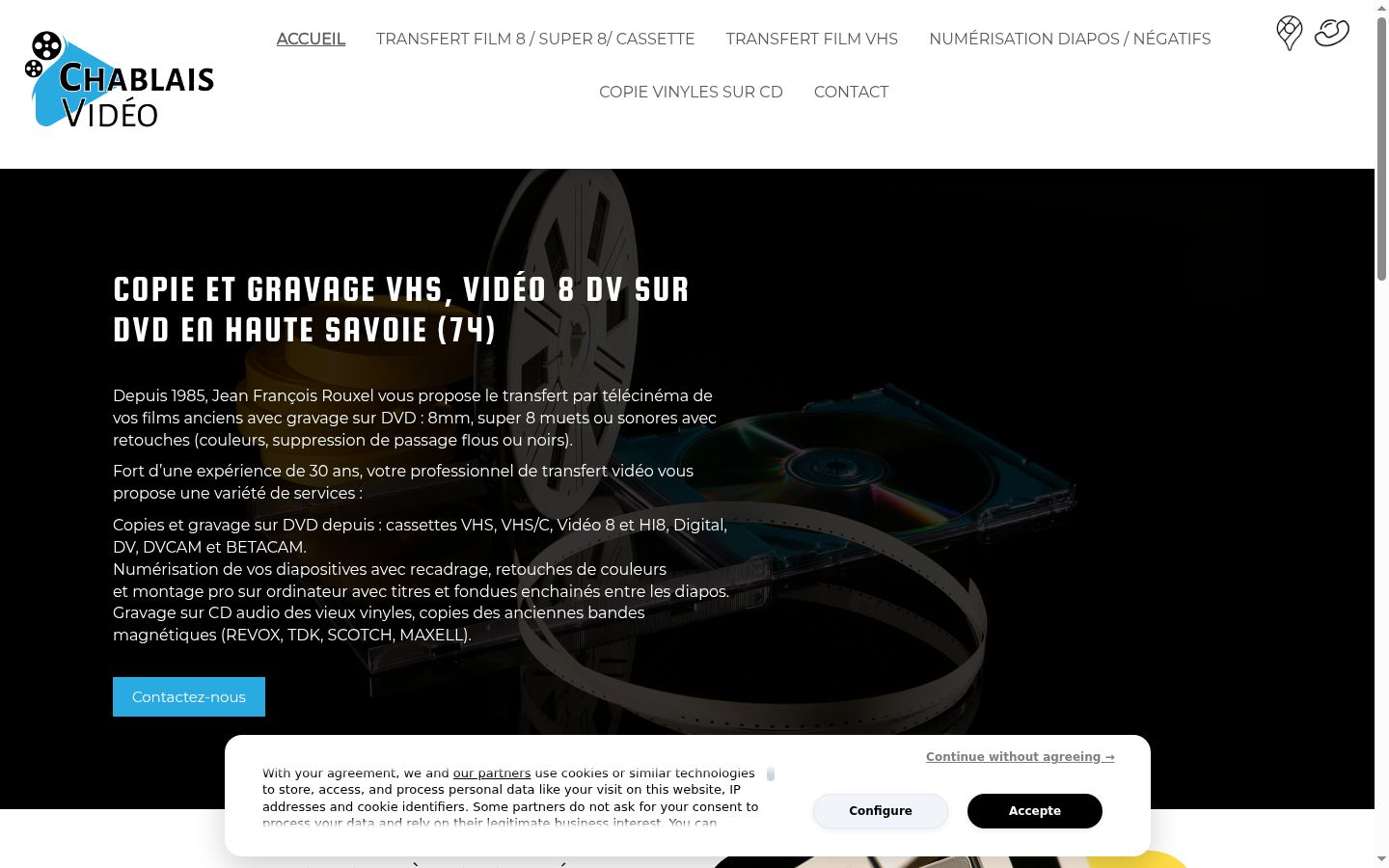 Capture d'écran de la bannière de consentement affichée avant toute interaction