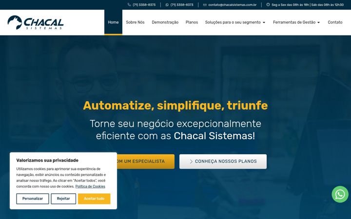 Snímek obrazovky chacalsistemas.com.br