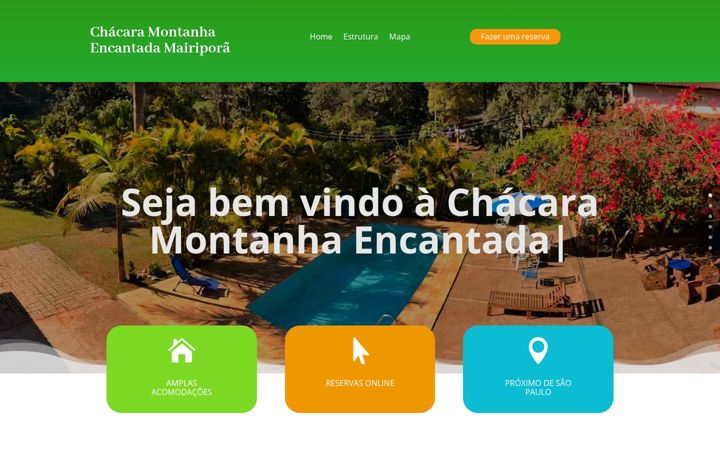 Captura de ecrã de chacaramontanhaencantada.com.br