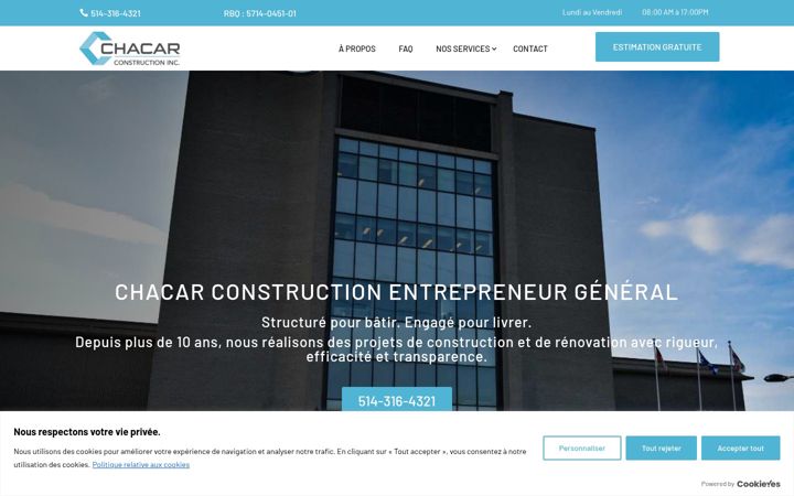 Skärmbild av chacarconstruction.ca