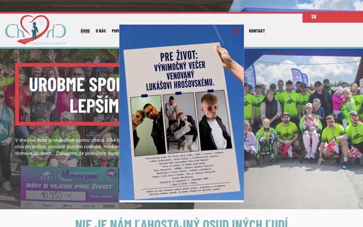 Snímek obrazovky chadims-charity.eu