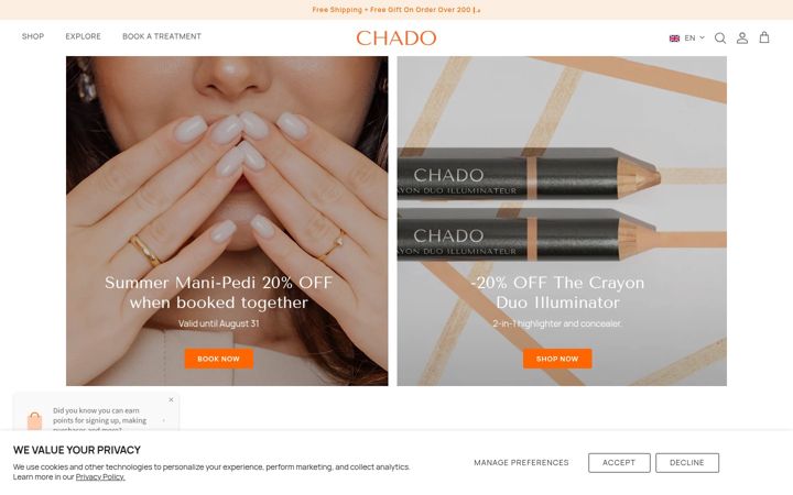 Screenshot of chado-cosmetics.com