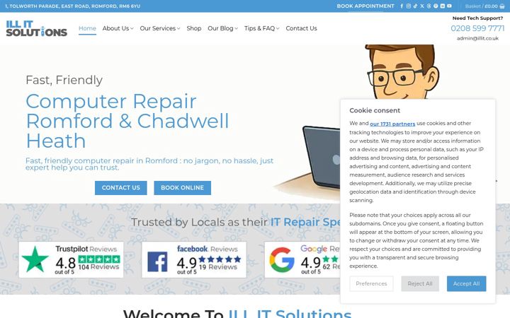 Snímek obrazovky chadwellheathpcrepair.co.uk
