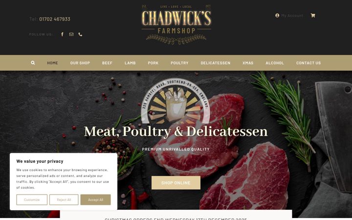 Screenshot ta' chadwicksfarmshop.co.uk