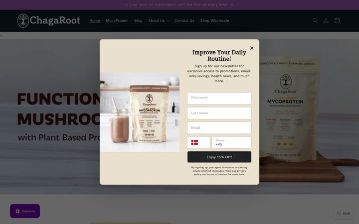 Screenshot of chagaroot.com