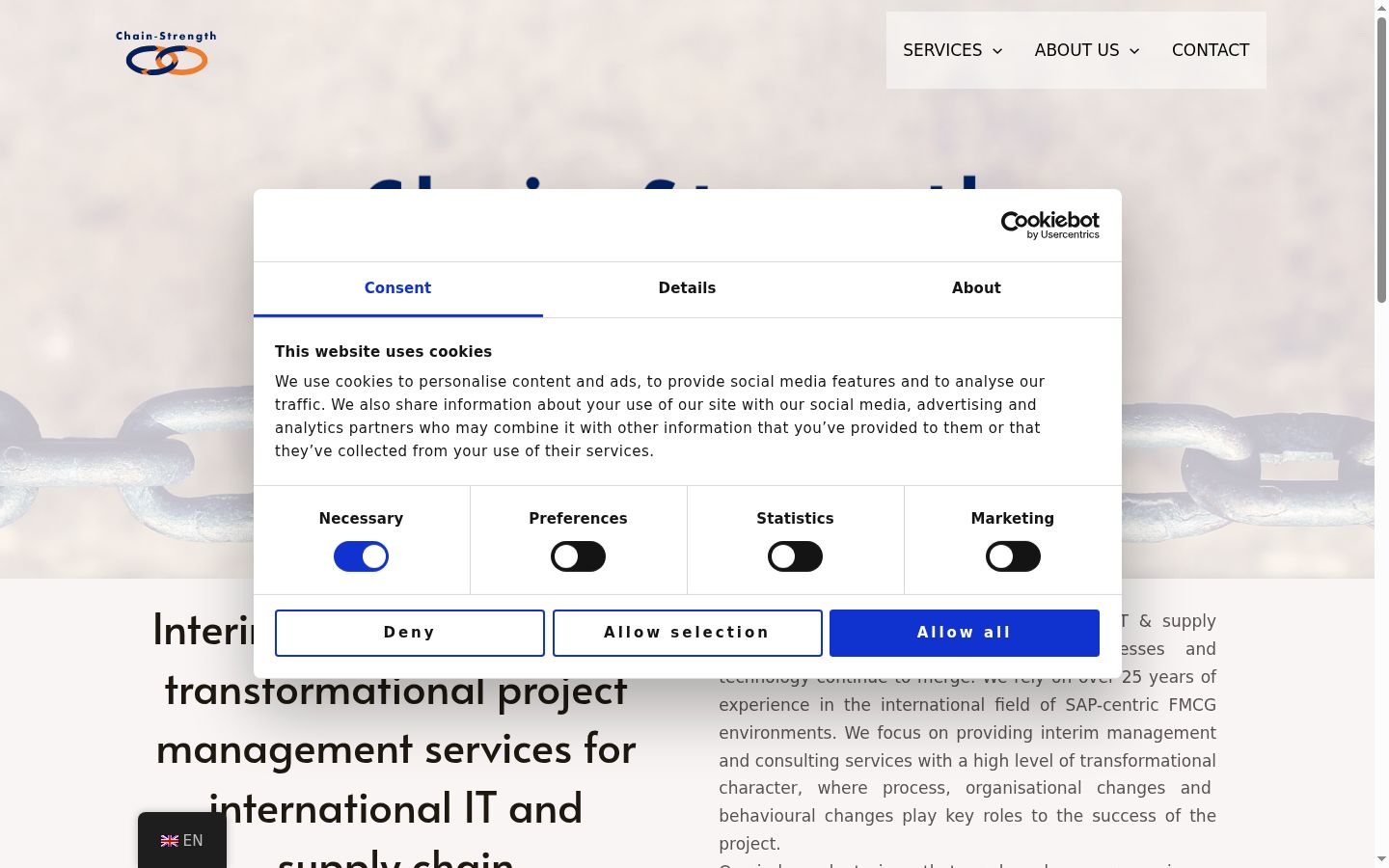 Screenshot del banner di consenso mostrato prima di qualsiasi interazione