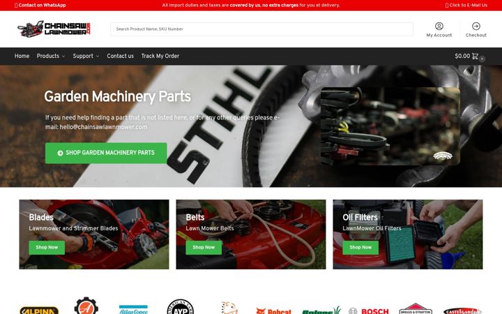 Screenshot of chainsawlawnmower.com
