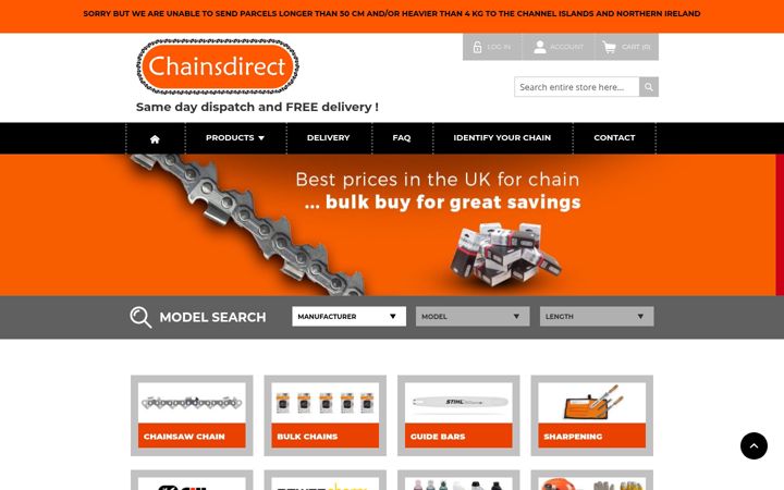 Screenshot ta' chainsdirect.co.uk
