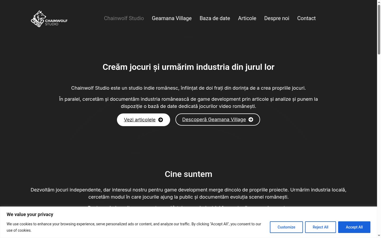 Screenshot of the consent banner shown before any interaction