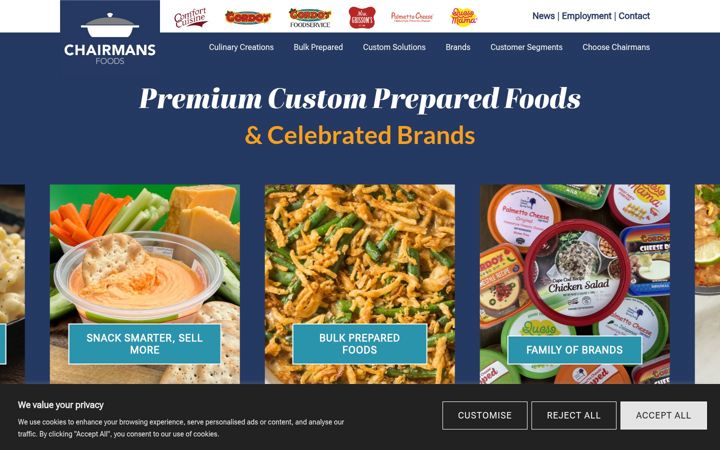 Screenshot of chairmansfoods.com