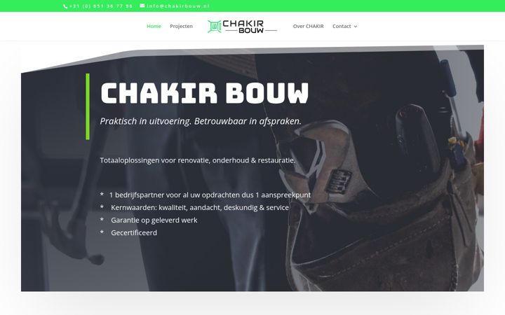 Captura de ecrã de chakirbouw.nl
