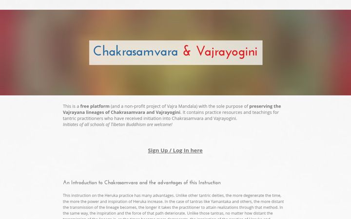 Snímek obrazovky chakrasamvara-vajrayogini.com