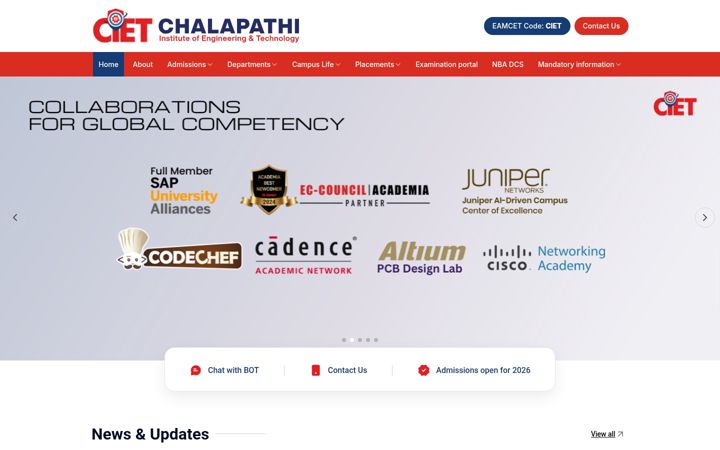 Ekrano kopija chalapathiengg.ac.in