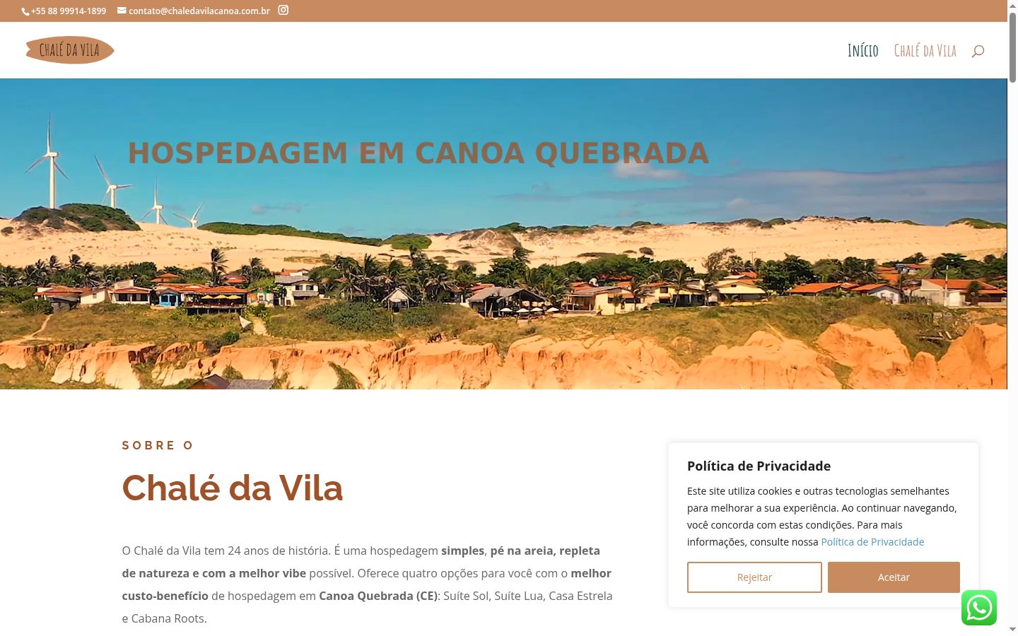 Captura de pantalla del banner de consentimiento mostrado antes de cualquier interacción
