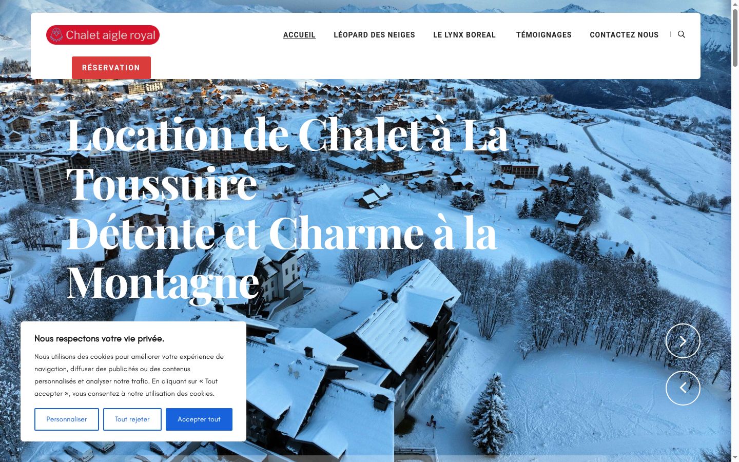 Capture d'écran de la bannière de consentement affichée avant toute interaction