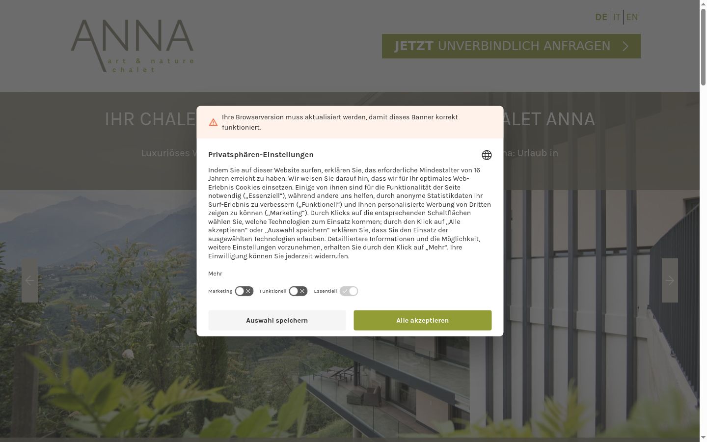 Zrzut ekranu banera zgody wyświetlanego przed jakąkolwiek interakcją