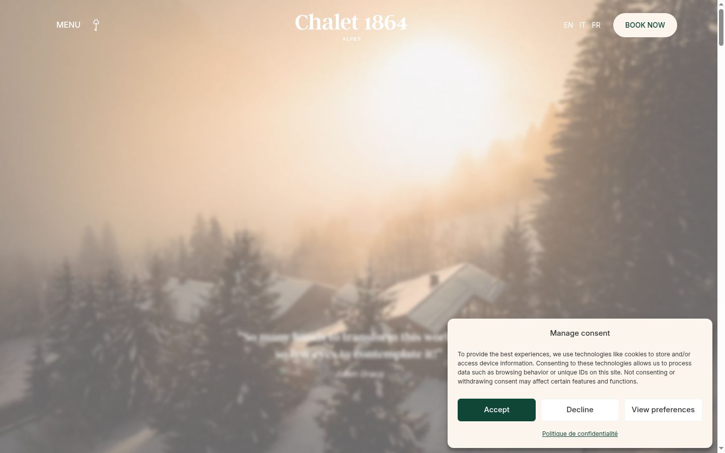 Screenshot of the consent banner shown before any interaction