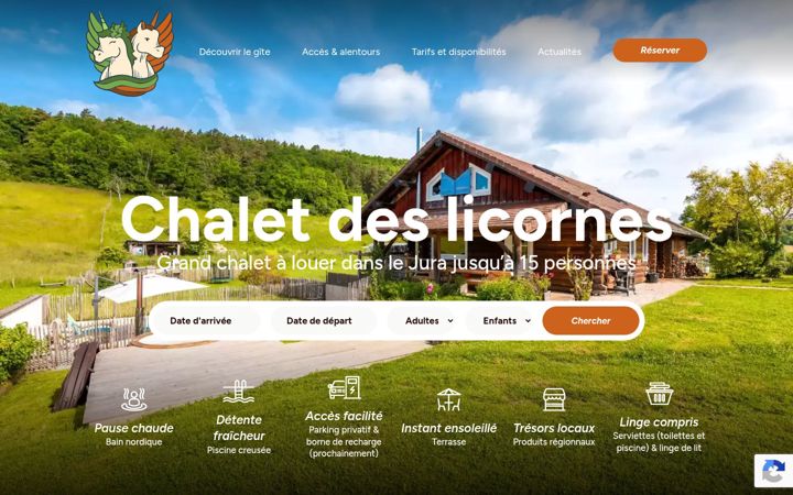 Screenshot van chaletdeslicornes.fr