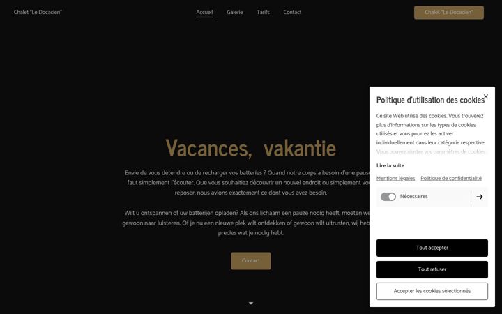 Screenshot of chaletledocacien.com