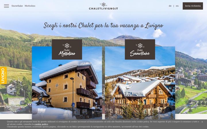 Screenshot stránky chaletlivigno.it