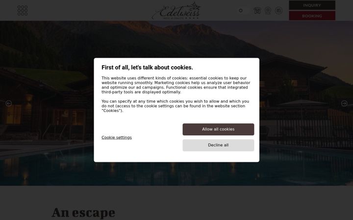 Screenshot of chalets-edelweiss.it