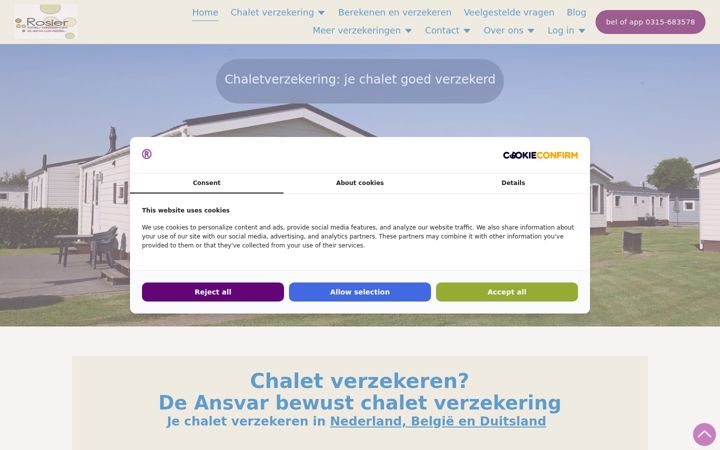 Captura de ecrã de chaletverzekering.nl