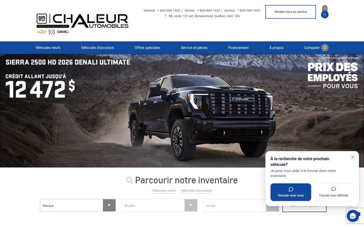 Screenshot of chaleurautomobiles.com