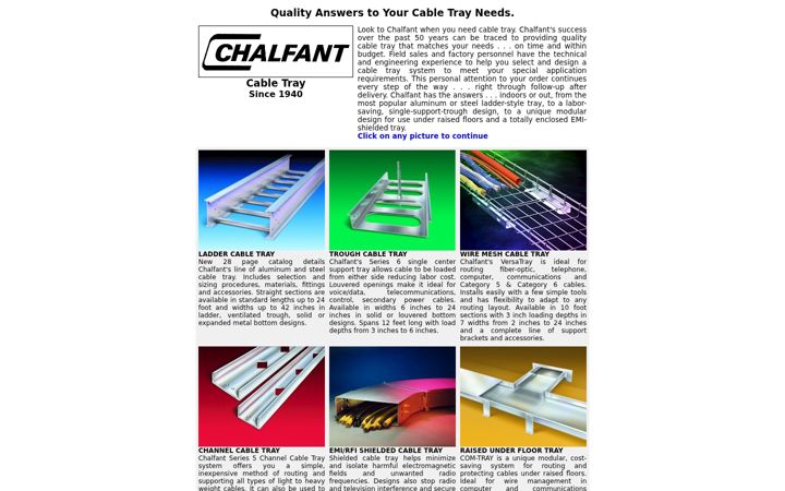 Screenshot of chalfantcabletray.com