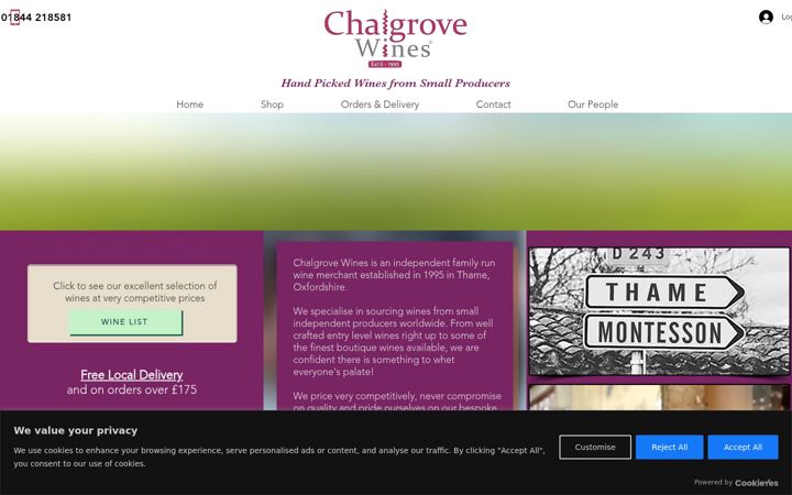 Screenshot von chalgrovewines.co.uk