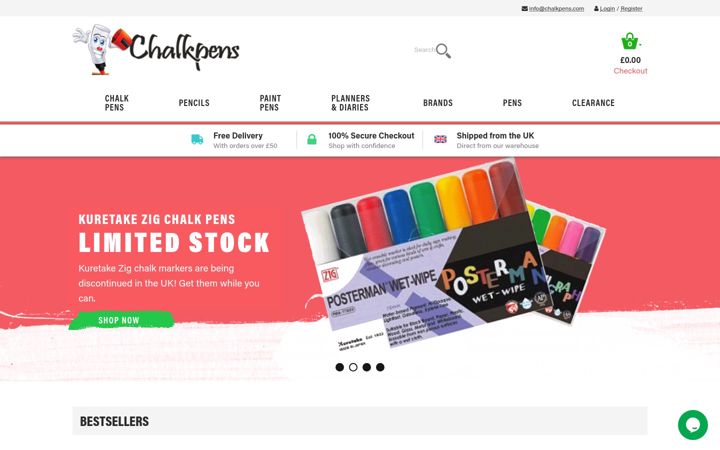 Screenshot of chalkpens.com