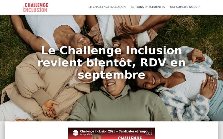 Posnetek zaslona challenge-inclusion.fr