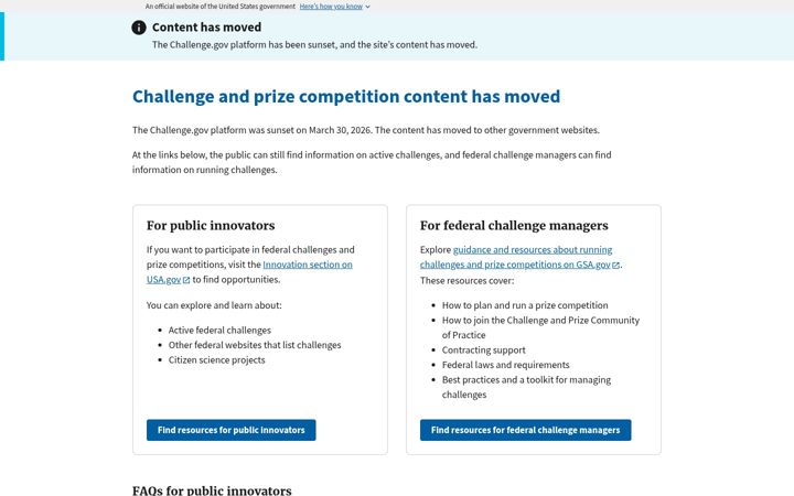 Screenshot of challenge.gov