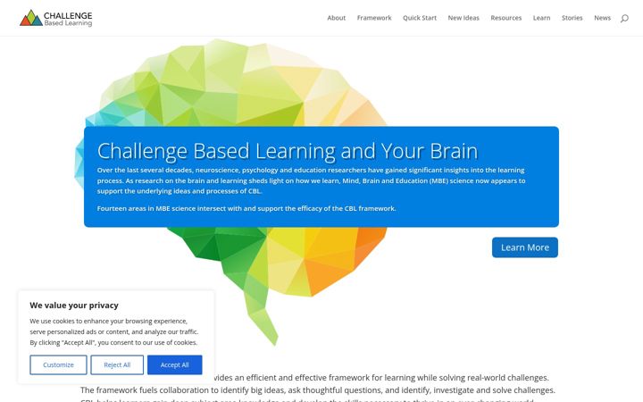 Skærmbillede af challengebasedlearning.org