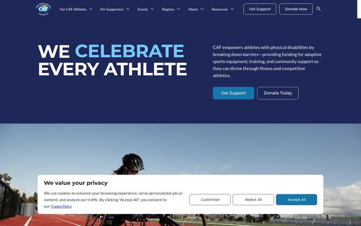 Skærmbillede af challengedathletes.org