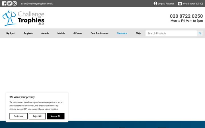 Screenshot ta' challengetrophies.co.uk